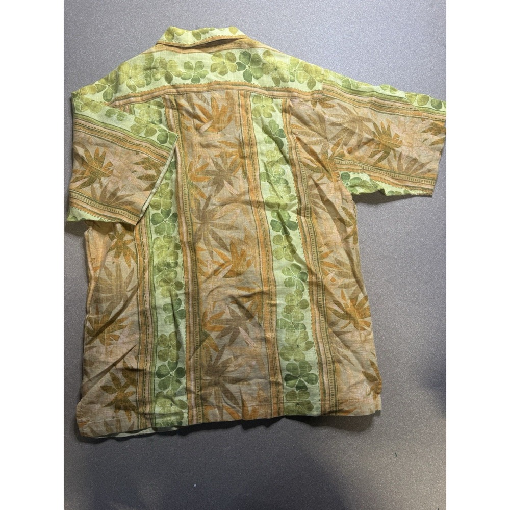 Tommy Bahama Mens Sz M Hawaiian Linen Button Up Shirt Floral Yellow - Picture 4 of 7